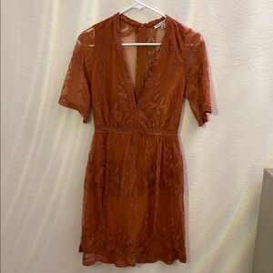 Haute Monde Rust Lace Dress